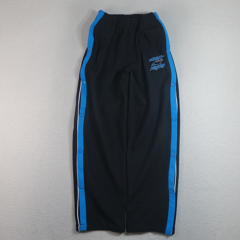 Vintage Carolina Panthers Tearaway Sweatpants Boys XL Black Blue Baggy Snap Y2K